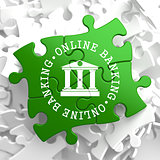 Online Banking Concept on Green Puzzle Pieces.