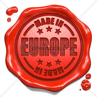 Made in Europe - Stamp on Red Wax Seal.