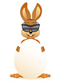 easter bunny with sunglasses and easter egg