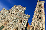 View of Duomo cathedral and Campanila tower in Florence