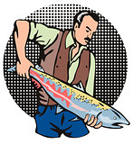 Fisherman Salmon Fish Retro