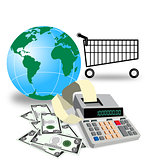 Globe Shopping Calculator Money Retro