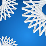 Abstract paper ribbons on blue background
