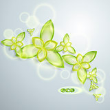 Abstract eco background with transparent flowers