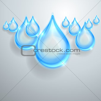 Blue shiny water drops
