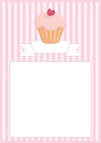 Sweet vector retro cupcake on pink vintage strips background with stripes and white space for your own text message menu card or invitation.