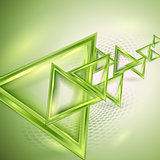 Green abstract background with triangles.