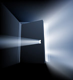 Ajar door light beam concept