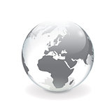 White gray vector world globe - europe