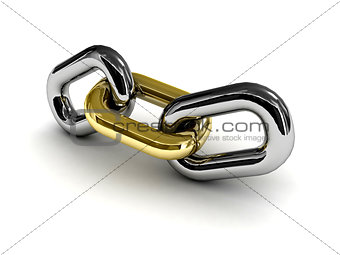 Chain link isolated on white background.