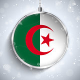 Merry Christmas Silver Ball with Flag Algeria