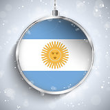 Merry Christmas Silver Ball with Flag Argentina