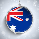 Merry Christmas Silver Ball with Flag Australia