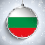 Merry Christmas Silver Ball with Flag Bulgaria