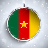 Merry Christmas Silver Ball with Flag Cameroon