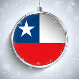 Merry Christmas Silver Ball with Flag Chile