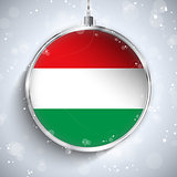Merry Christmas Silver Ball with Flag Hungary