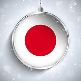 Merry Christmas Silver Ball with Flag Japan
