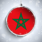Merry Christmas Silver Ball with Flag Morocco