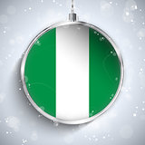 Merry Christmas Silver Ball with Flag Nigeria