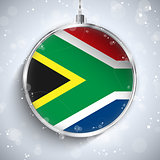 Merry Christmas Silver Ball with Flag South Africa