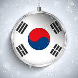 Merry Christmas Silver Ball with Flag South Korea