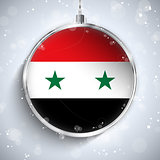 Merry Christmas Silver Ball with Flag Syria