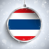 Merry Christmas Silver Ball with Flag Thailand