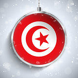 Merry Christmas Silver Ball with Flag Turkey