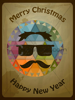 Vector Hipster Christmas  Greeting Card