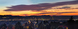 Colorful Sunset Over Portland Oregon Cityscape Panorama