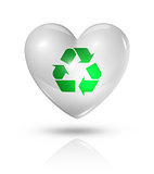 Love recycling symbol, heart flag icon