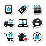 Present, shopping vector icons set