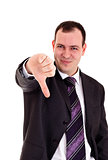 businessman gesturing thumbs down