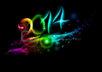 2014 in colorful light.