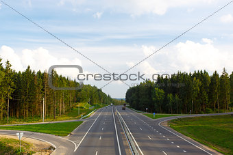 road and the forest around