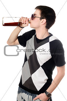Young man with a bottle