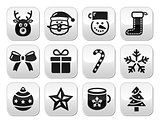 Christmas buttons set - santa, present, tree