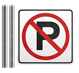 No parking sign on white
