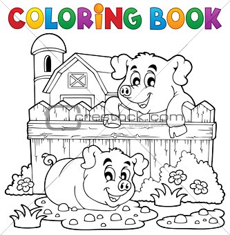 Coloring book pig theme 3