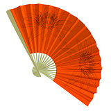 traditional Folding Fans with a flower. Vector illustration.
