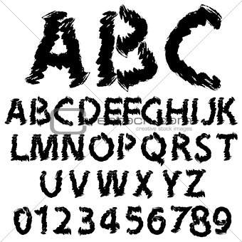 Hand drawing alphabet vector illustration set in black ink