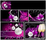 Merry Christmas background collections silver and violet