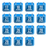 December vector flat calendar icons with long shadow. Calendar Days Of Year Set 5