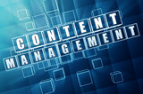 content management in blue glass cubes - internet concept