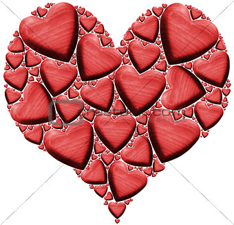 Red Wooden Heart with many Hearts