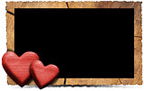 Wooden Photo Frame with Red Hearts