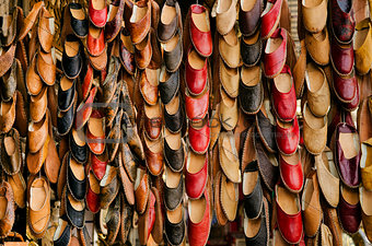 leather slippers in souk of cairo in egypt