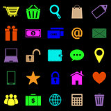 Ecommerce color icons on black background