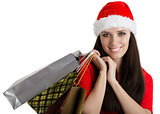 Christmas Girl Carrying Shopping Bags